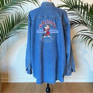 Vintage Disney Grumpy Denim Shirt XXLarge 90s Embroidered Oversized Button Down